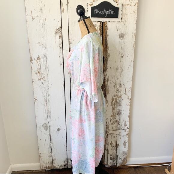 Vintage Pellini by Von Bramlett floral sheer blouson modest dress 80s USA made - Picture 13 of 14